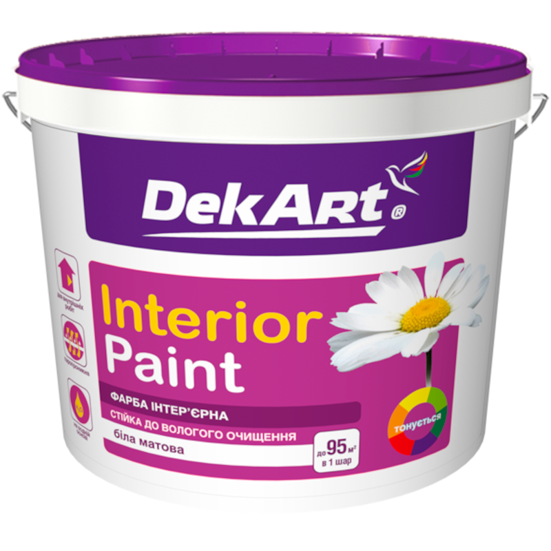 Фарба DEKART Interior Paint акрилова, інтер'єрна, мат білий, 14 кг